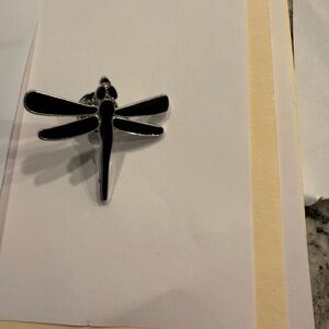 Elegant Black Dragonfly Brooch